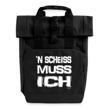 'N SCHEISS MUSS ICH - Rolltop Rucksack mit zwei Griffen - Schwarz - Vorne