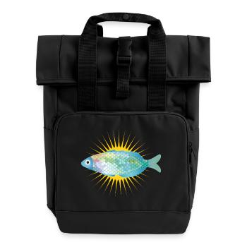 strahlender Fisch in zarten Pastell Farben - Rolltop Rucksack mit zwei Griffen - Schwarz - Vorne