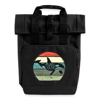 Cercle Retro du Coucher de la Baleine - Sac à dos Roll Top à deux anses - noir - Devant