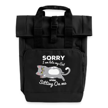 not in the morning, being late, missing the alarm clock - Roll Top Backpack with Two Handles - black - Front