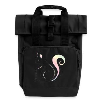 Squirrel Illustration – Spring Inspiration - Roll Top Backpack with Two Handles - black - Front