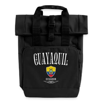 Guayaquil Ecuador, elegantes minimalistisches Design - Rolltop Rucksack mit zwei Griffen - Schwarz - Vorne