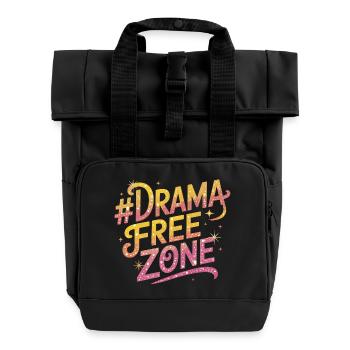 Drama Free Zone Bunt Glitzernde Fun Schrift - Rolltop Rucksack mit zwei Griffen - Schwarz - Vorne