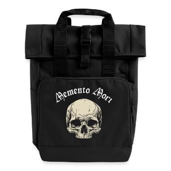 Skull Gothic Font Memento Mori - Roll Top Backpack with Two Handles - black - Front