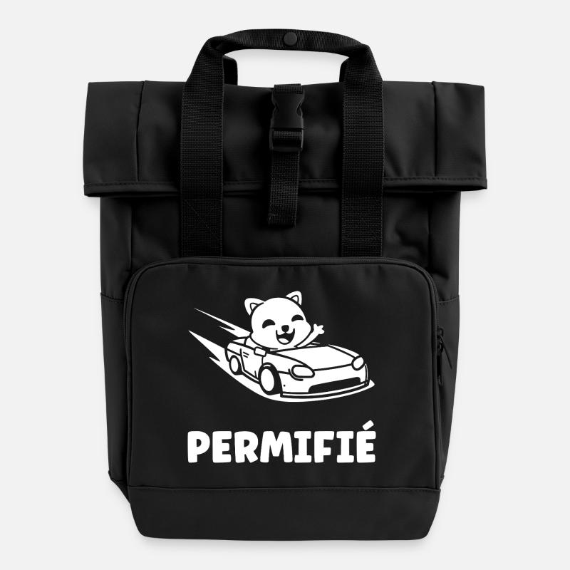 Führerschein-Humor - Rolltop Rucksack mit zwei Griffen - Schwarz