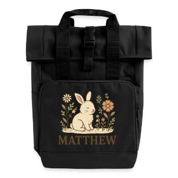 Matthew - Rolltop Rucksack mit zwei Griffen - Schwarz - Vorne