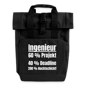 Vie d’ingénieur : projet, date limite, service de nuit. - Sac à dos Roll Top à deux anses - noir - Devant