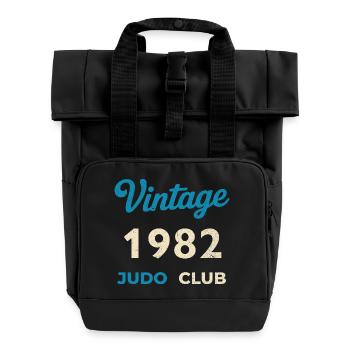 Vintage 1982 Judo Club Retro Birth Year Gift - Roll Top Backpack with Two Handles - black - Front
