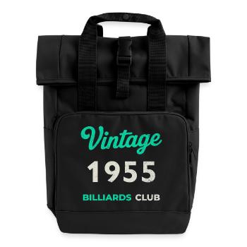 Vintage 1955 – Billiards Club Retro Birth Year - Roll Top Backpack with Two Handles - black - Front