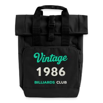 Vintage 1986 – Billiards Club Retro Birth Year - Roll Top Backpack with Two Handles - black - Front