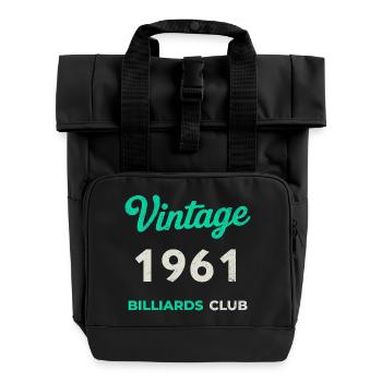 Vintage 1961 – Billiards Club Retro Birth Year - Roll Top Backpack with Two Handles - black - Front