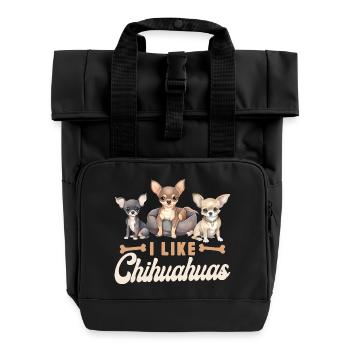 Chihuahua Chihuahueño I Like - Roll Top Backpack with Two Handles - black - Front
