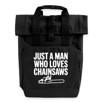 Nur ein Mann, der Kettensägen liebt - Rolltop Rucksack mit zwei Griffen - Schwarz - Vorne