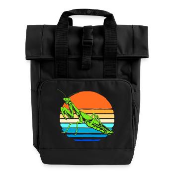 Gottesanbeter Gottesanbeterin Mantis - Rolltop Rucksack mit zwei Griffen - Schwarz - Vorne