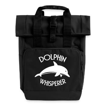 Dolphin Whisperer Ocean Lover Graphic - Roll Top Backpack with Two Handles - black - Front