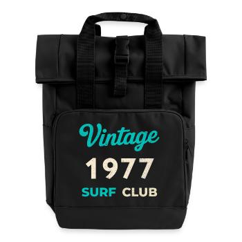 Vintage 1977 Surf Club Retro Geburtsjahr Geschenk - Rolltop Rucksack mit zwei Griffen - Schwarz - Vorne