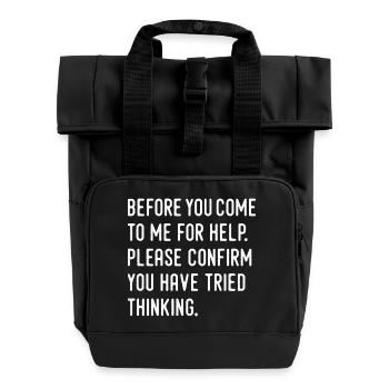 humor - Roll Top Backpack with Two Handles - black - Front