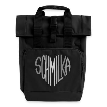 Schmilka Heart Font Logo - Roll Top Backpack with Two Handles - black - Front