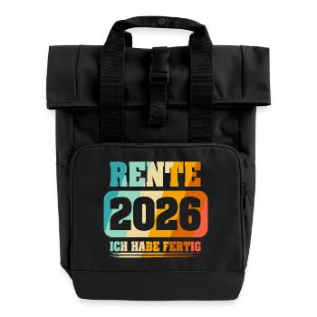 Ruhestand Rentner Rente 2026 - Rolltop Rucksack mit zwei Griffen - Schwarz - Vorne