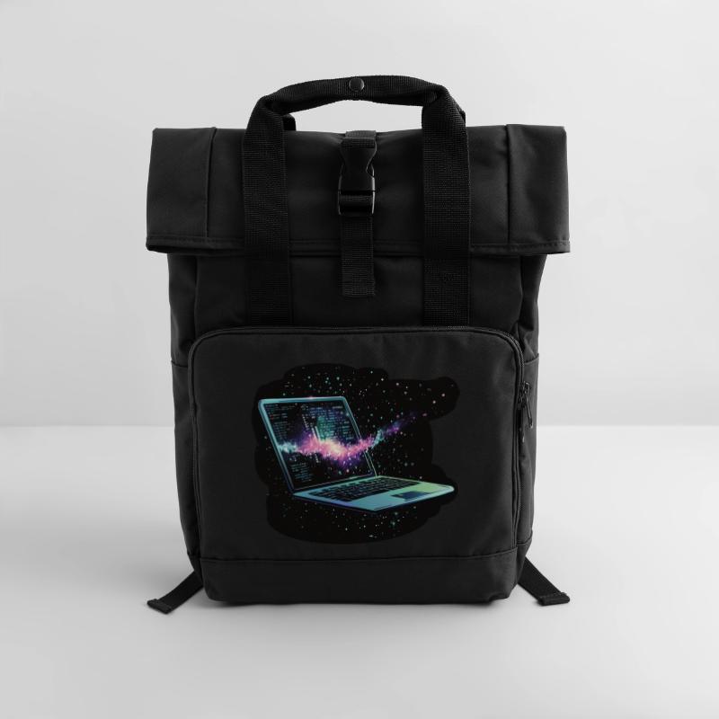 Ordinateur portable dans l’espace - Informatique - Nerd Sac à dos Roll Top à deux anses