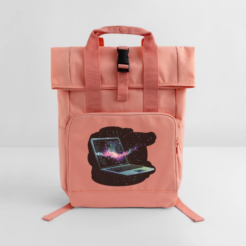 Ordinateur portable dans l’espace - Informatique - Nerd Sac à dos Roll Top à deux anses