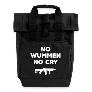 no wummen no cry Frieden Peace Statement Pazifist - Rolltop Rucksack mit zwei Griffen - Schwarz - Vorne