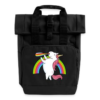 Drunken Unicorn arc-en - Sac à dos Roll Top à deux anses - noir - Devant