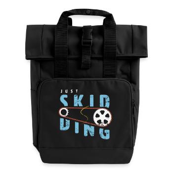 Just Skidding Fixed Gear Single Speed Bike - Fixie - Rolltop Rucksack mit zwei Griffen - Schwarz - Vorne