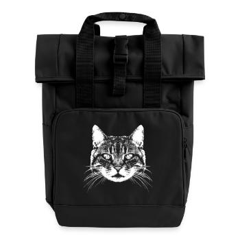 Cat / Cat / Main coon - Roll Top Backpack with Two Handles - black - Front