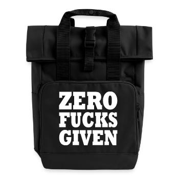 Zero fucks given - Rolltop Rucksack mit zwei Griffen - Schwarz - Vorne