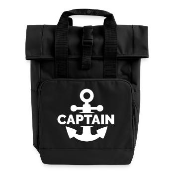 Logo de l’icône de l’ancre de capitaine Logo du navire de mer - Sac à dos Roll Top à deux anses - noir - Devant