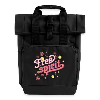 Free spirit, free spirit, freedom, cool spirit - Roll Top Backpack with Two Handles - black - Front