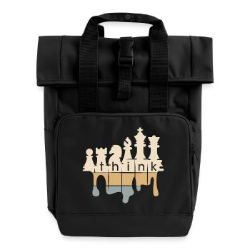 Schach retro Graffiti think Schachfiguren Symbol - Rolltop Rucksack mit zwei Griffen - Schwarz - Vorne
