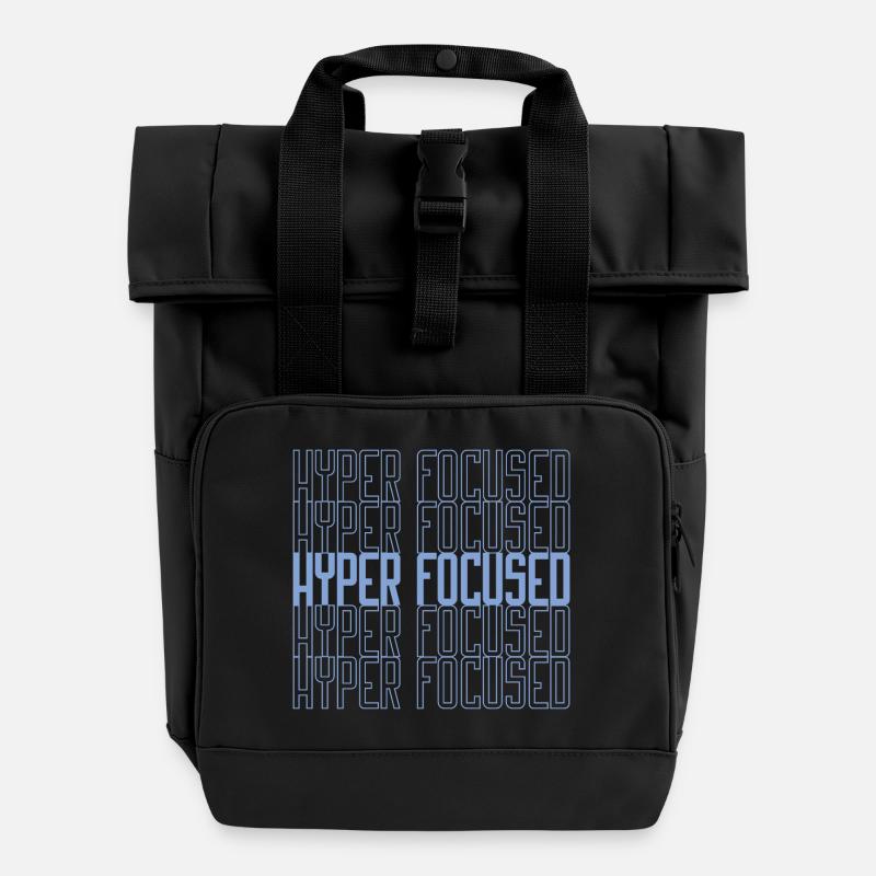 Hyperfocused in blue - Roll Top Backpack with Two Handles - black