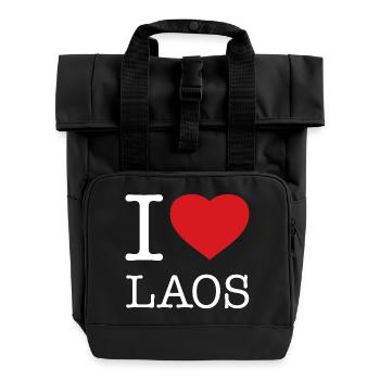 I LOVE LAOS - Roll Top Backpack with Two Handles - black - Front