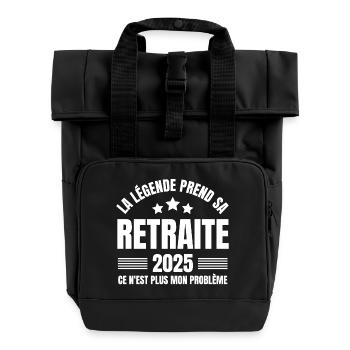 Retirement, I am retired, Retirement 2025 - Roll Top Backpack with Two Handles - black - Front