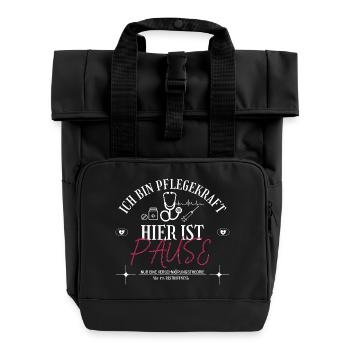 Ich bin Pflegekraft Pause = Verschwörungsthoerie - Rolltop Rucksack mit zwei Griffen - Schwarz - Vorne
