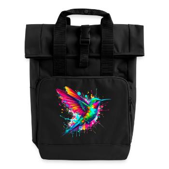 Hummingbird - Roll Top Backpack with Two Handles - black - Front