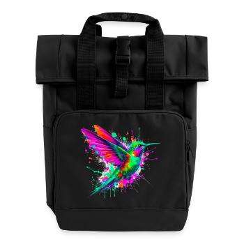 Hummingbird - Roll Top Backpack with Two Handles - black - Front