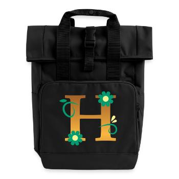 H - Rolltop Rucksack mit zwei Griffen - Schwarz - Vorne