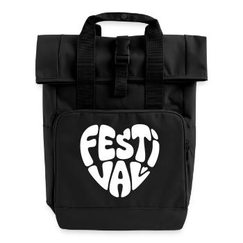 Festival Herz Form Musik Herzform Party Feiern - Rolltop Rucksack mit zwei Griffen - Schwarz - Vorne