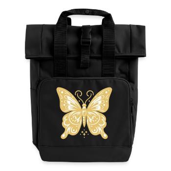 Eleganter goldener Schmetterling für T-Shirts und Kleidung - Rolltop Rucksack mit zwei Griffen - Schwarz - Vorne