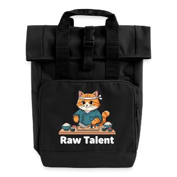 Katzen Sushi-Meister Talent - Rolltop Rucksack mit zwei Griffen - Schwarz - Vorne