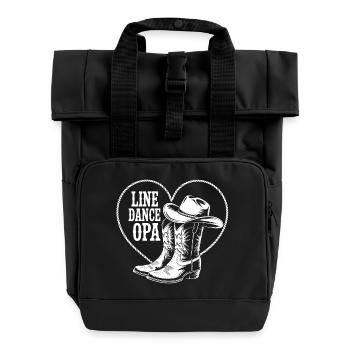 Line Dance Opa Cowboy Boots Herz - Rolltop Rucksack mit zwei Griffen - Schwarz - Vorne