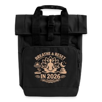 Breathing and Restart | New Year's resolutions 2026 - Roll Top Backpack with Two Handles - black - Front