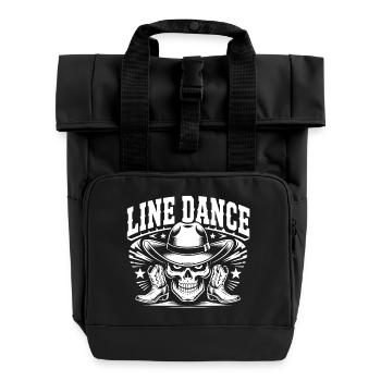 Line Dance Skull Cowboy - Roll Top Backpack with Two Handles - black - Front