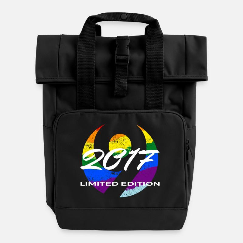 9. Geburtstag 2017 Jungen und Mädchen Geschenk - Rolltop Rucksack mit zwei Griffen - Schwarz