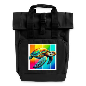 Schildkröte - Rolltop Rucksack mit zwei Griffen - Schwarz - Vorne