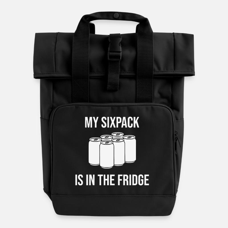 Mon pack de six ? C’est dans le frigo ! - Sac à dos Roll Top à deux anses - noir