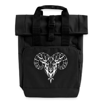 Geometrischer Widderkopf - Rolltop Rucksack mit zwei Griffen - Schwarz - Vorne